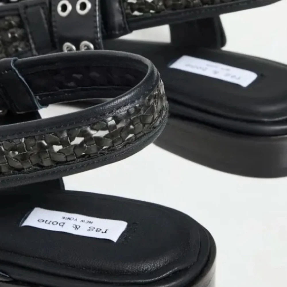 Rag & Bone “Astra” Black Woven Leather Sling back Shoes - 39.5 - Picture 5 of 10